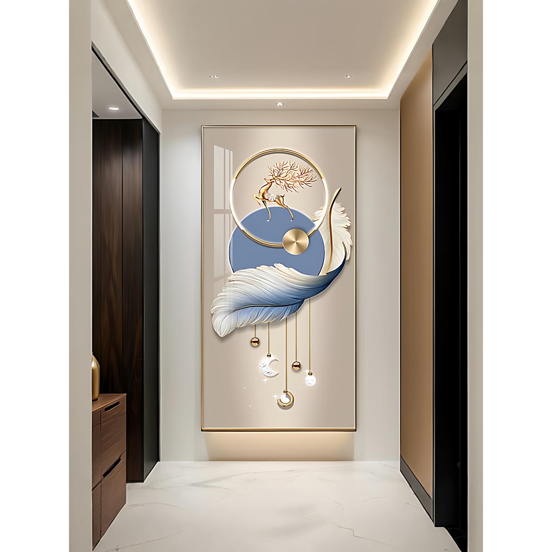 轻奢客厅装饰画高档单幅现代简约餐厅挂画高级感方形玄关壁画九鱼图片