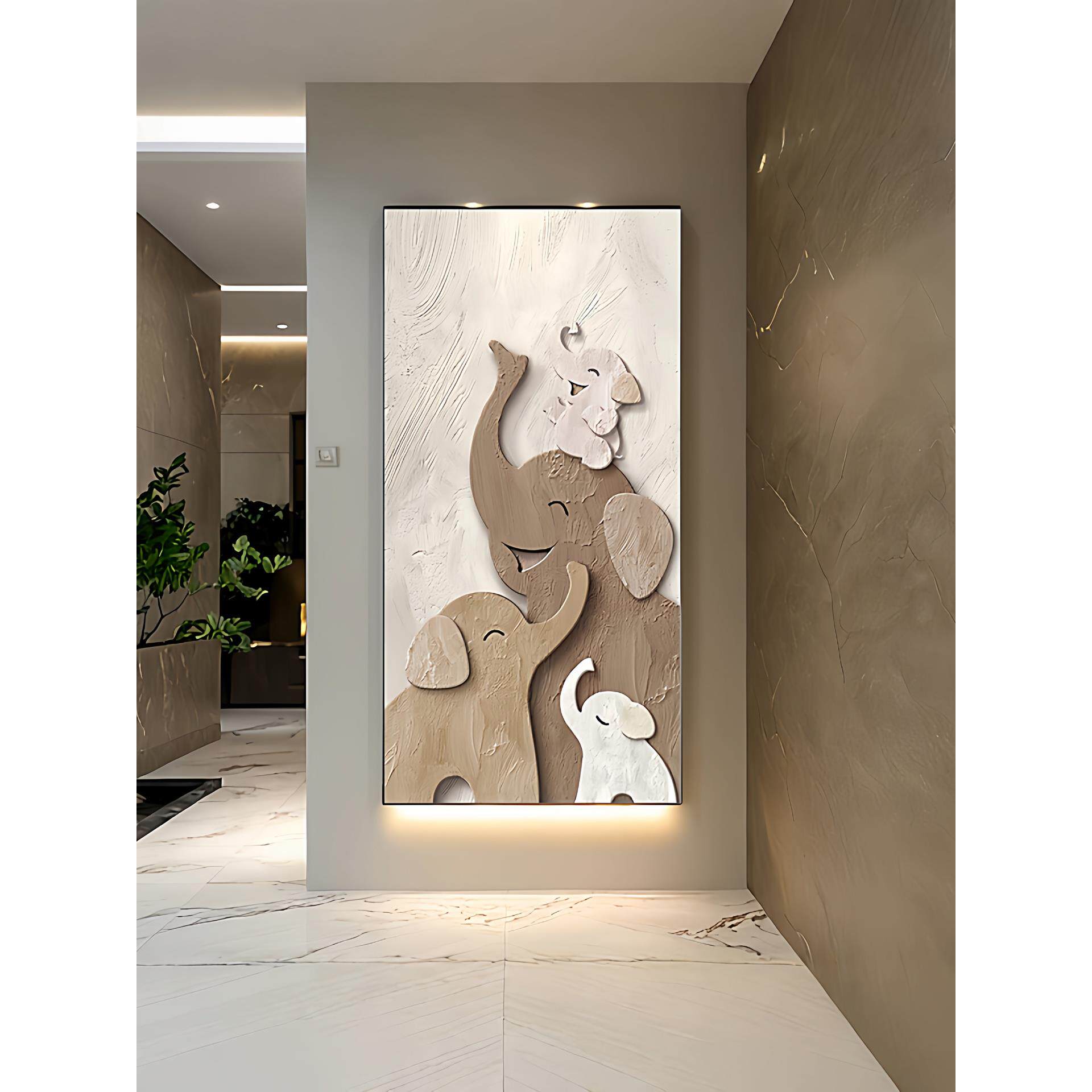 大象玄关装饰画进门正对墙走廊过道壁画挂画入户轻奢高级感入门