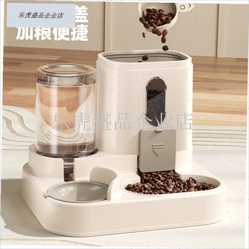 猫咪饮水机自动喂食器狗s碗喝水器不湿嘴一体机猫咪碗双碗宠物用.