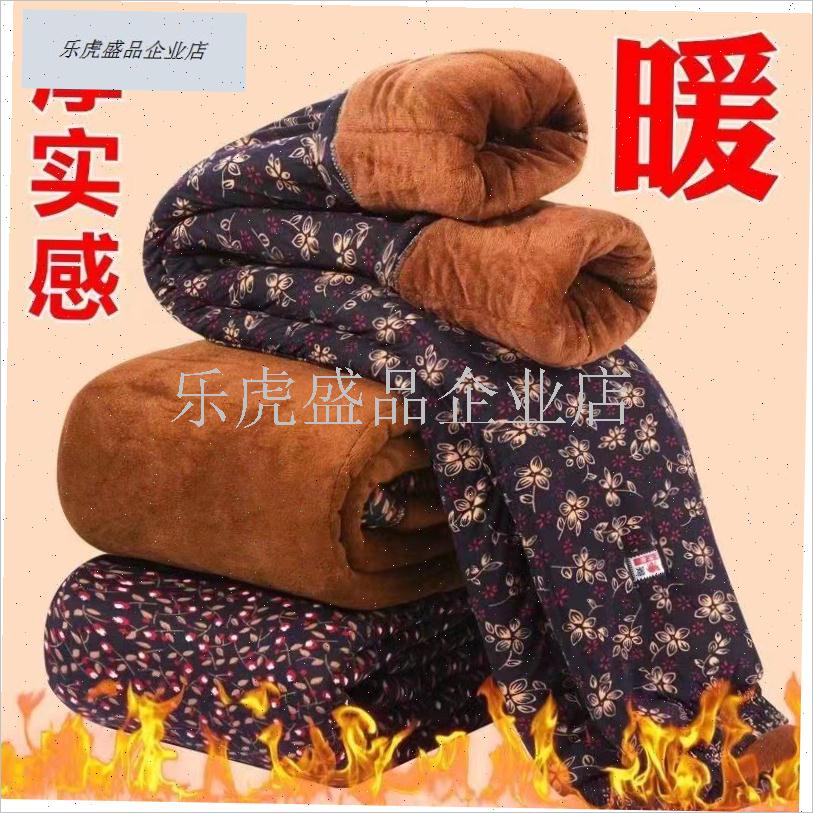中老年人女裤冬款奶奶装s驼绒保暖棉裤宽松加绒加厚妈妈花裤子外.