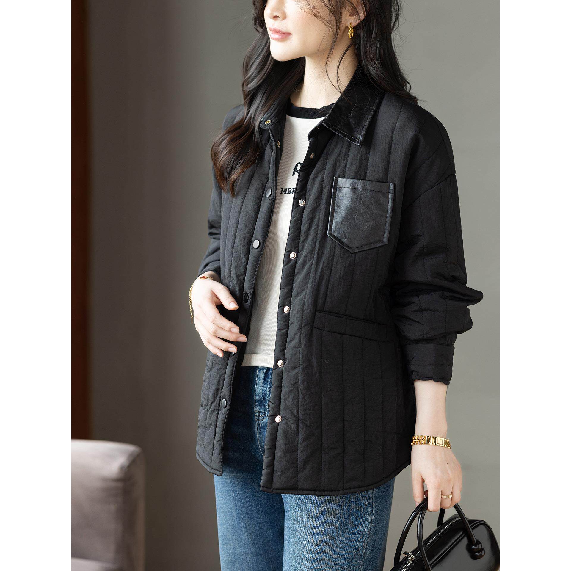 JOYIASS简约时尚休闲衣短外套女秋冬夹加厚保暖服百搭洋气翻领上