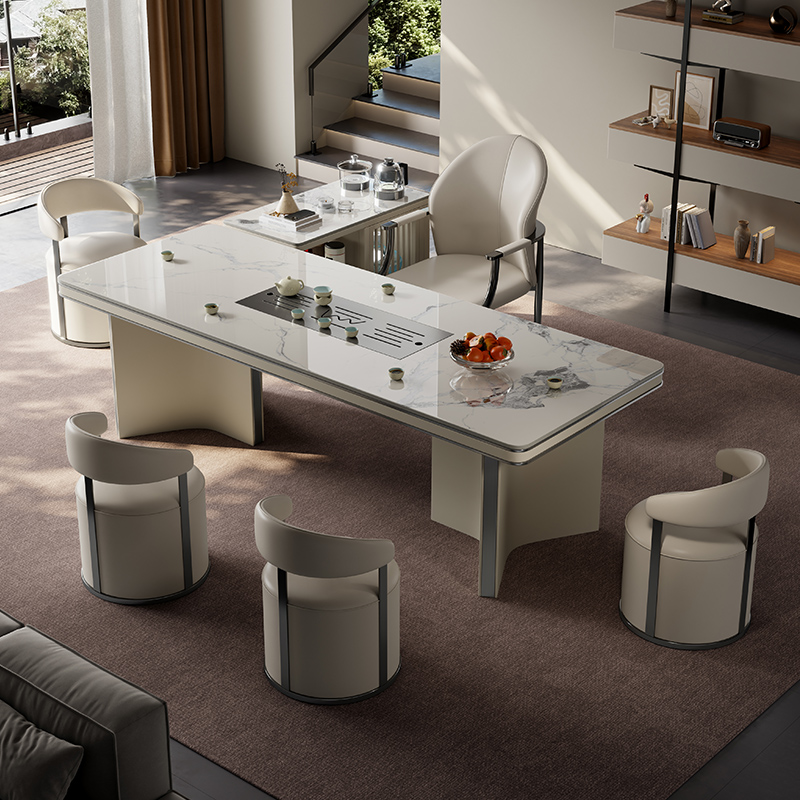 岩板茶桌椅组合现代轻奢高级感办公一体茶台烧水壶茶具套组泡茶桌