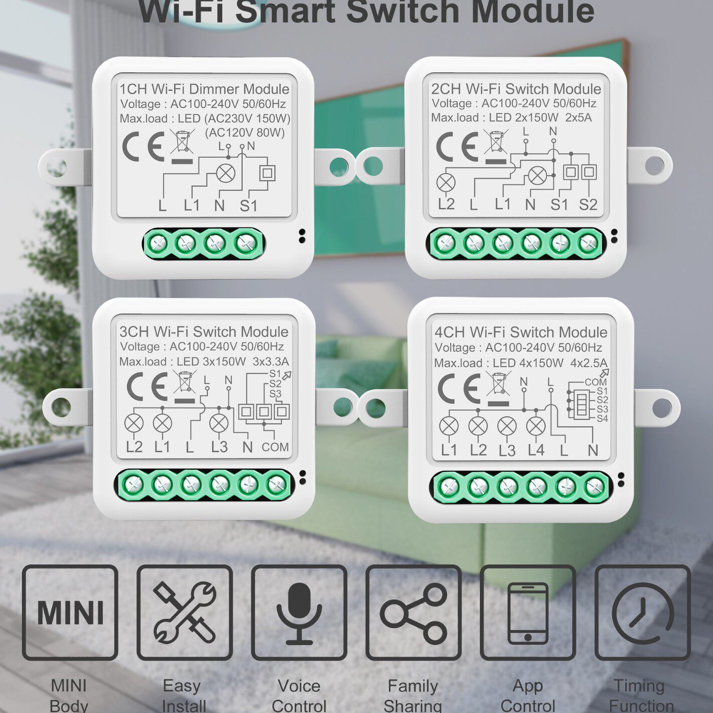 WIFI涂鸦1/234路零火通断器智能