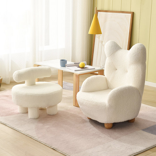 羊羔绒儿童沙发椅奶油风小单人