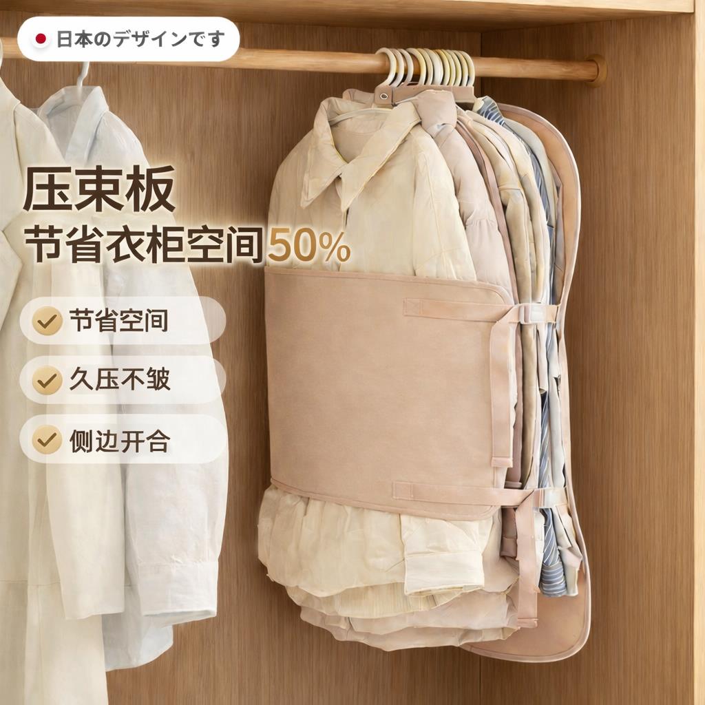 悬挂式羽绒服压压板厚衣服收纳衣柜省空间衣服外套整齐压缩板