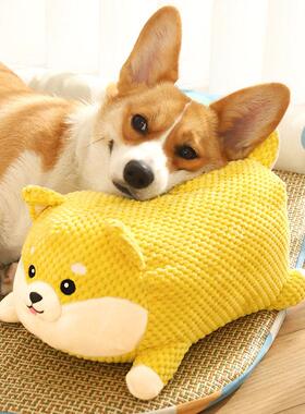 黄色毛绒发声狗狗玩具宠物小狗幼犬磨牙耐咬比熊泰迪柯基自嗨解闷