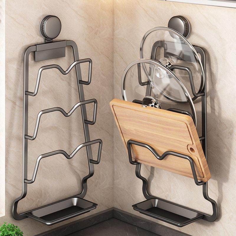 日本品质吸盘锅盖架子置物架厨房壁挂式收纳架免打孔菜板放置器