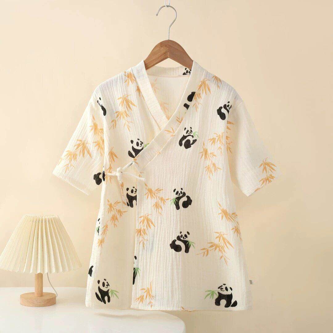 A类100%棉浴袍夏季薄款浴巾睡衣宝宝卡通家居服睡袍空调服CL