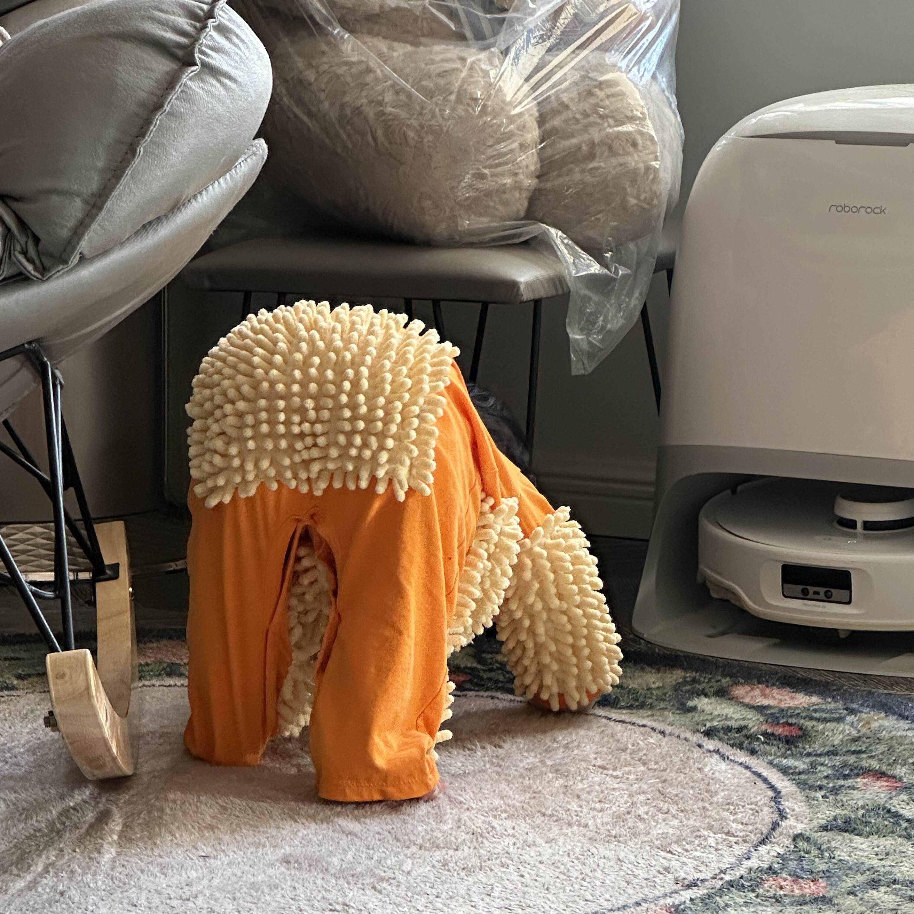 婴儿拖地爬行服婴儿防脏连身衣擦地板罩衣宝宝爬爬服护膝春秋冬季