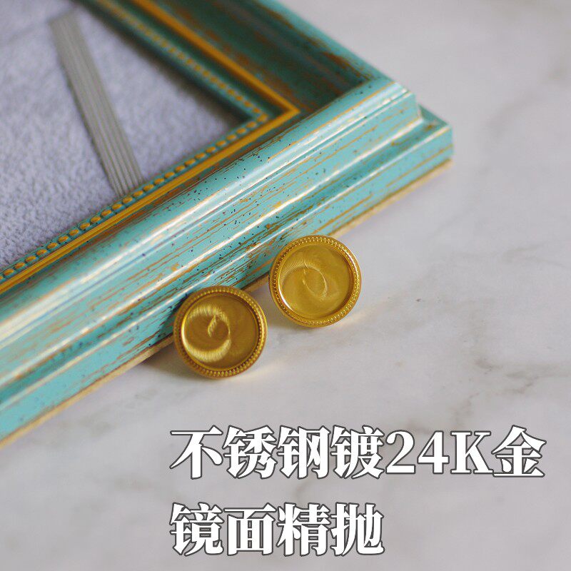 k金不锈钢镀金圆耳钉耳饰滴胶贴皮贴布diy素材凹槽防过敏不掉色