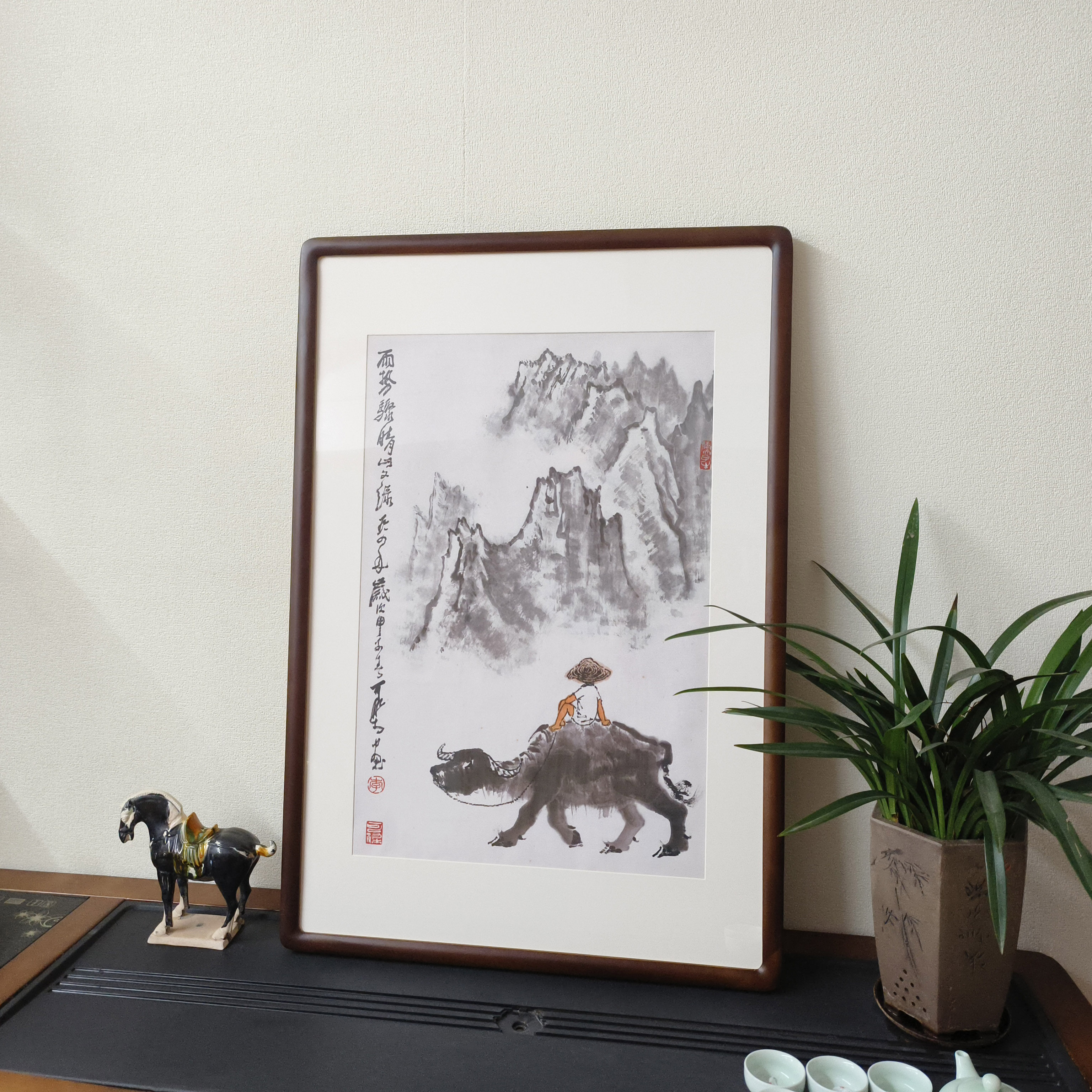 李可染国画牧牛图新中式装饰画