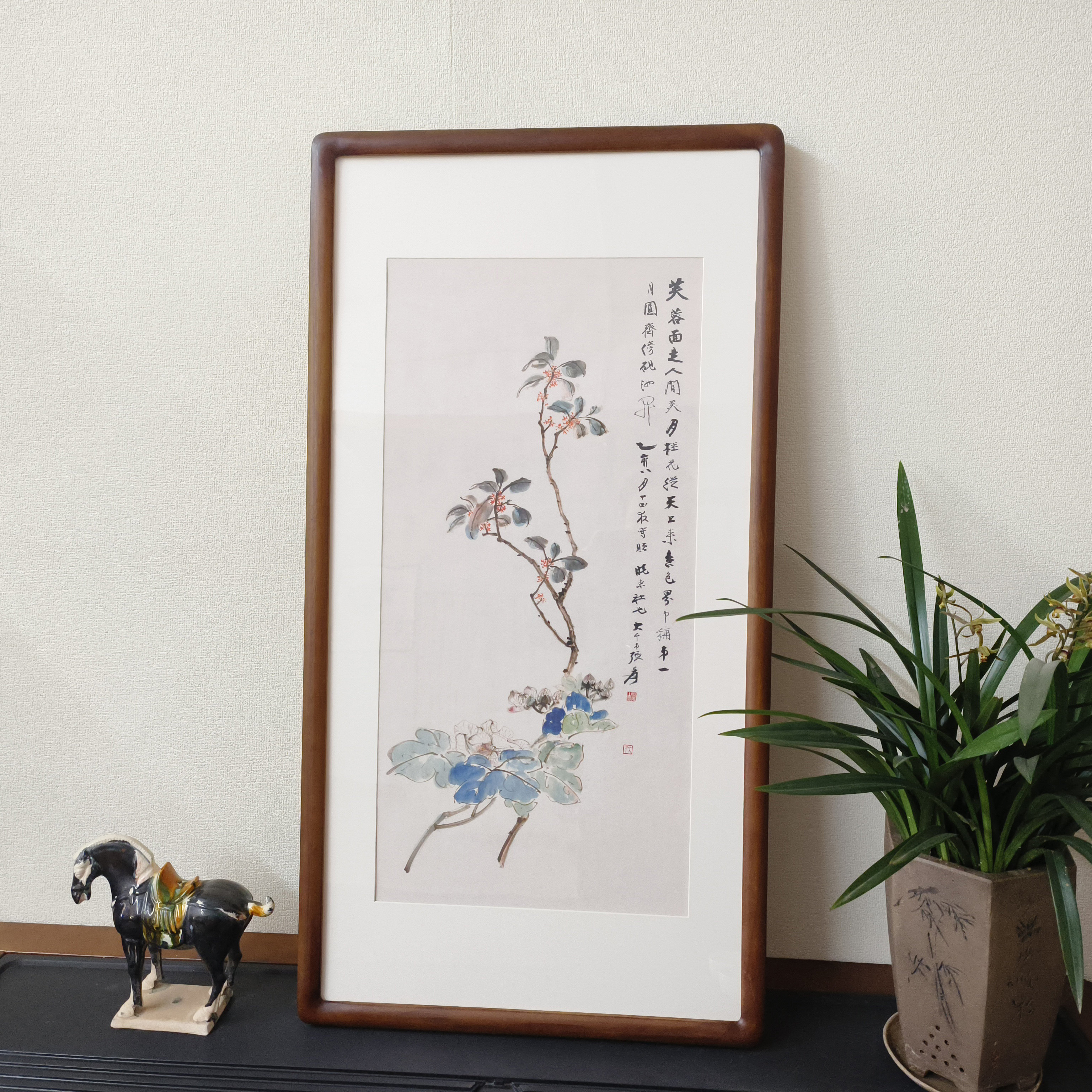 名家花鸟挂画张大千芙蓉桂花图新中式装饰画客厅玄关壁画卧室字画