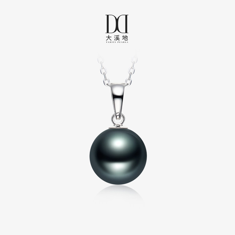【店庆清仓特价款】大溪地黑珍珠吊坠18K金瓜子扣海水珍珠锁骨链
