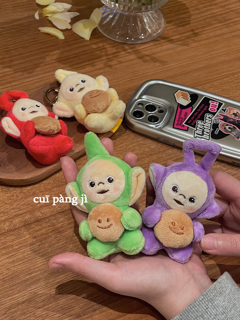 可爱笑脸饼干天线宝宝毛绒公仔挂件捏捏乐玩偶书包挂饰情侣钥匙扣