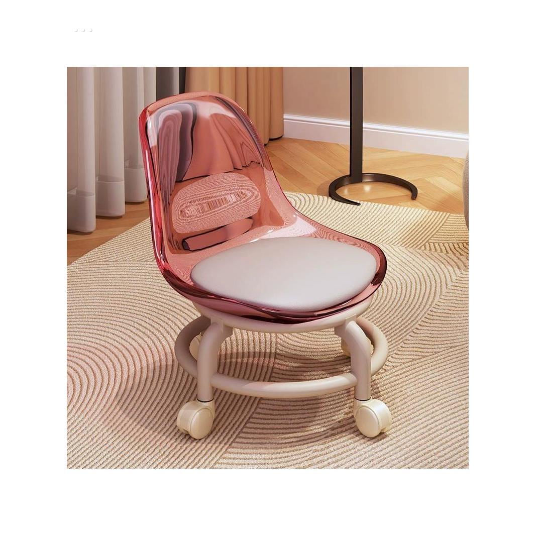 亚克力小凳子滑轮矮凳家用静音万向轮小椅子儿童学步可移动靠背椅