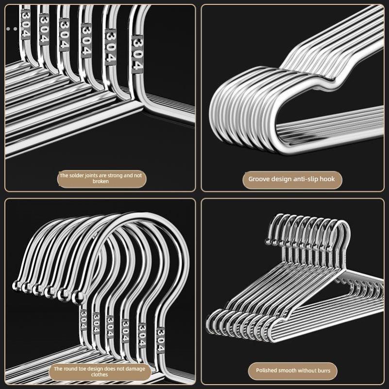 304不锈钢衣架特粗实心无痕防滑挂晾衣服架子成人衣架家用衣架子