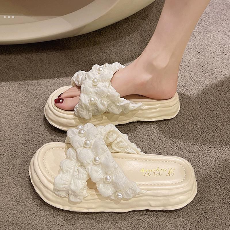 珍珠潇湘式凉鞋女士夏季外穿裙2024新款溶解厚底沙滩度假凉鞋