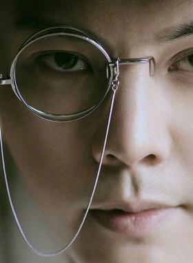 单片眼镜怪盗基德阿蒙单只半边单边眼镜复古英伦夹眼鼻式有度数