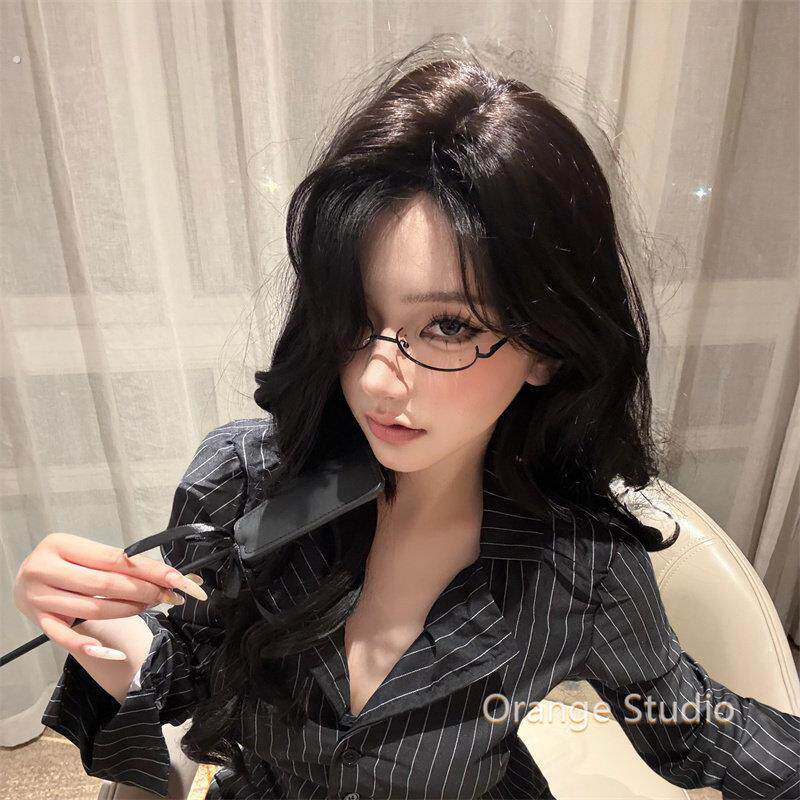 日系下半框眼镜女装饰镜架无镜片眼睛御姐纯欲直播主播秘书眼镜框