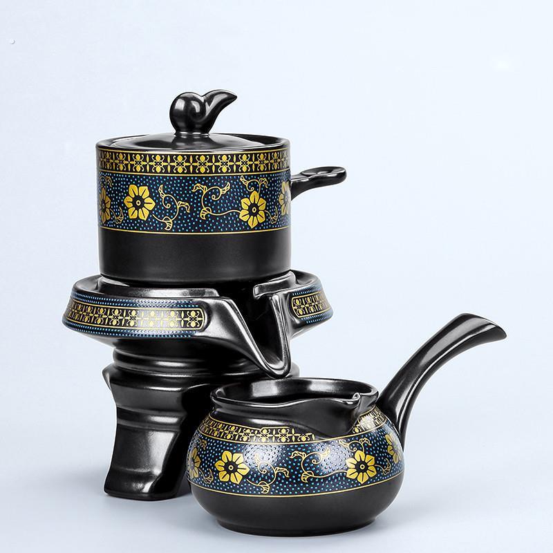 新款陶瓷泡茶神器茶具中式石磨旋转出水自动家用套装功夫茶壶茶杯