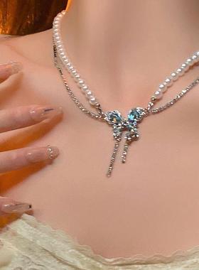 搭配衣服的项链配饰项链双层叠带脖子上戴的饰品打底衫配饰锁骨链