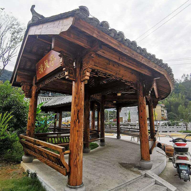 水榭长廊园林景观亭廊木亭长廊防腐木古建长廊架户外别墅庭院木屋