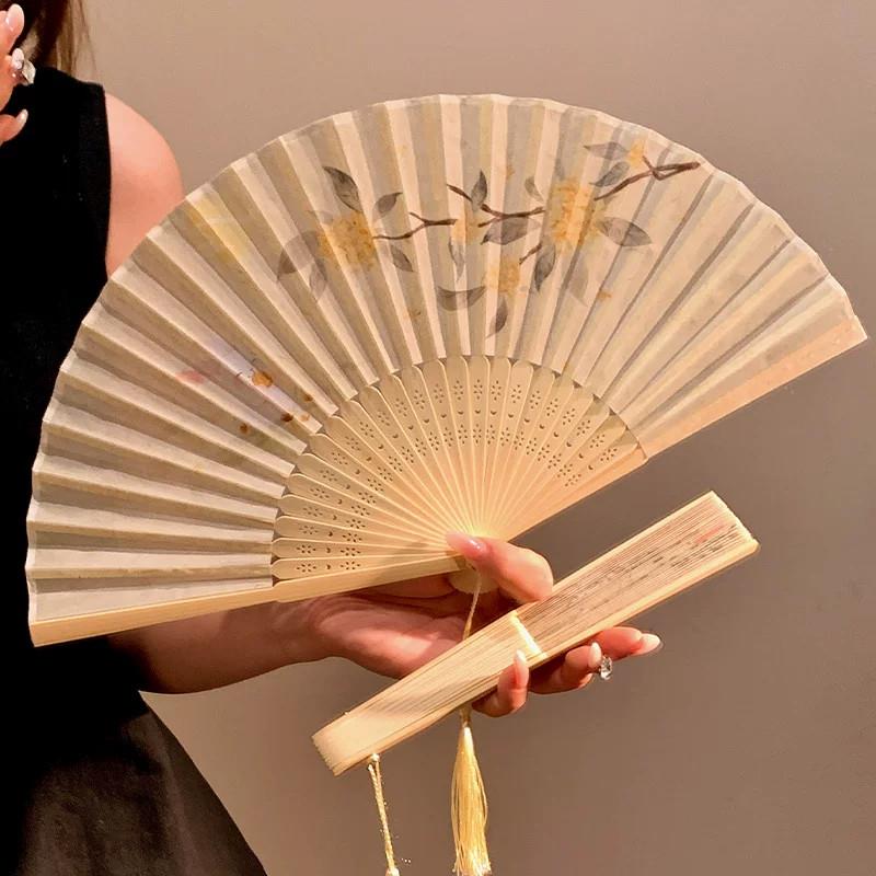 新中式折扇古风中国风折叠扇子拍照女可携式新款古典汉服女旗袍夏