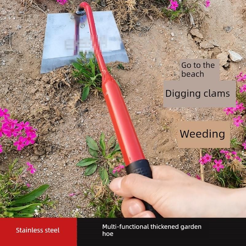 锄头锰钢不锈钢白钢锄头锄草神器加大园艺挖土赶海挖竹节蛏蛏子