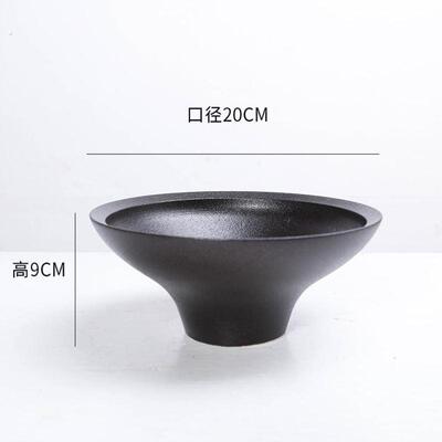 景观花盆创意铜钱草黑色器皿无孔摆件专用水培苔藓陶瓷微蕨类植物