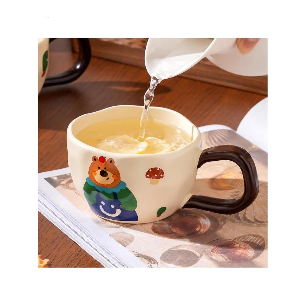 小众设计创意陶瓷大耳朵手把杯马克杯家用情侣对杯早餐杯咖啡杯子