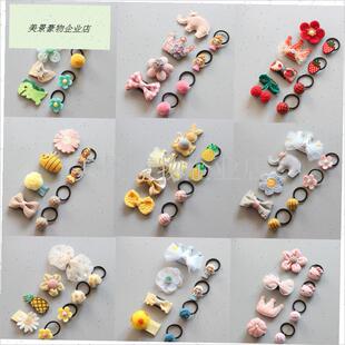 可爱系宠b物发夹发卡泰迪约克夏马尔济斯狗狗拇指皮筋发绳套装饰.