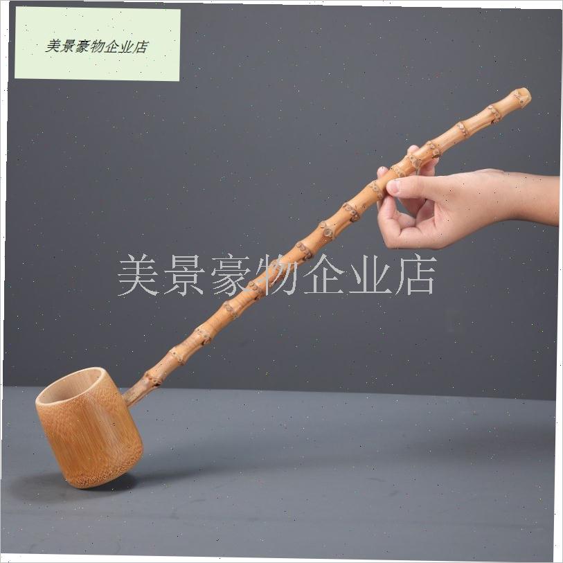 竹制水勺打酒提j子竹根长柄茶勺打酒器酒吊子日式浇花水瓢煮茶零.