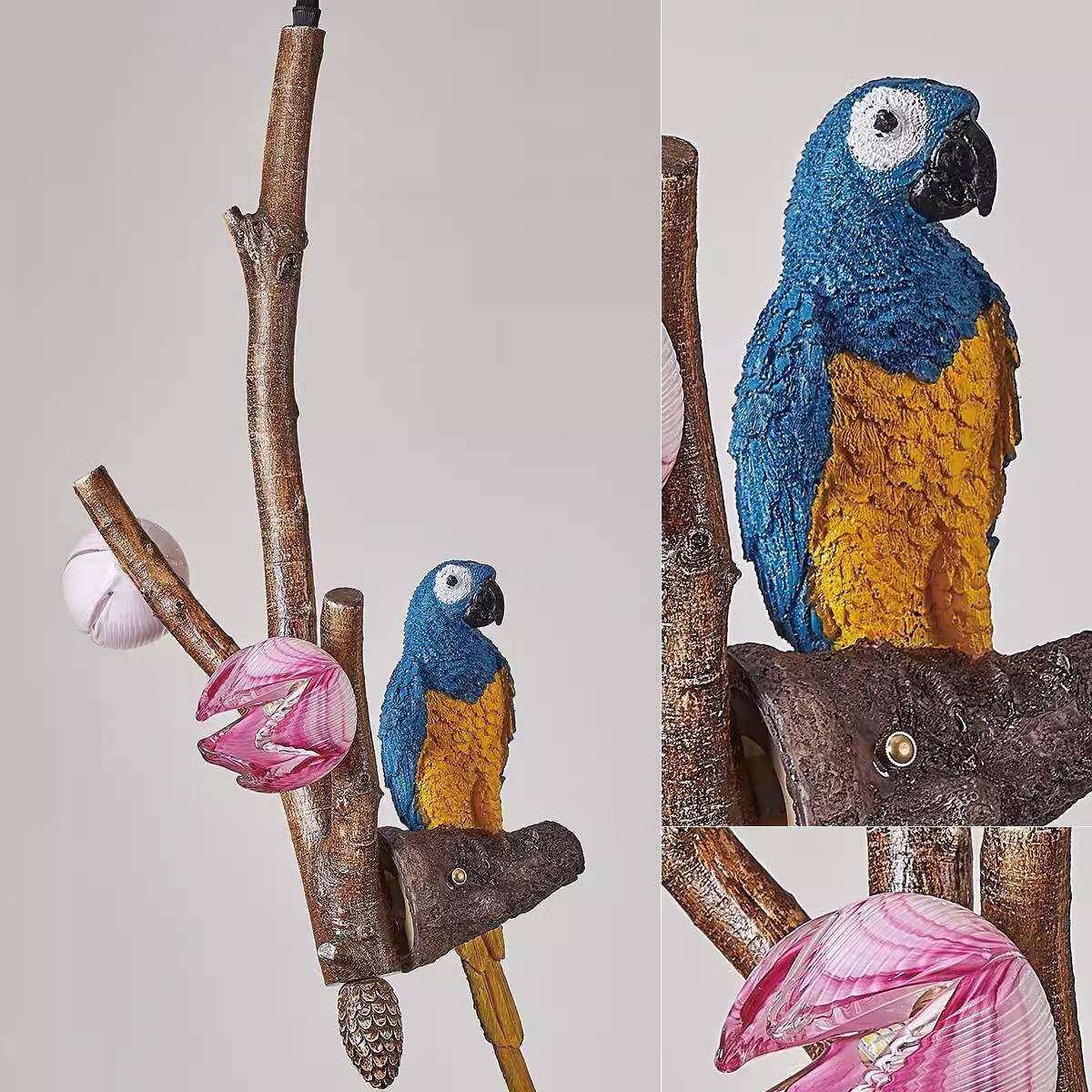 树脂动物吊灯猫头鹰鹦鹉咖啡厅酒吧美式复古工业风田园装饰吊灯