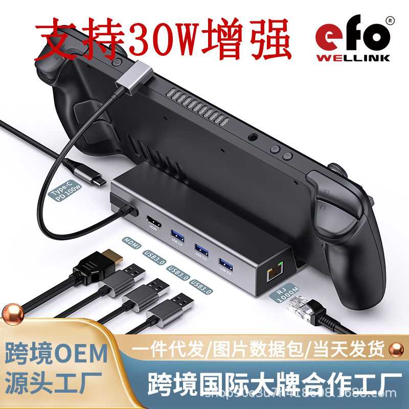 SteamDeck拓展坞ROG ALLY掌机充电座多口USB HUB视频转换器底座