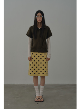 Rebornique 日系复古y2k波点毛织半身裙 手工提花羊毛混纺针织裙