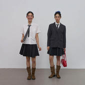 Rebornique 纽扣多穿裙阔型A字西装 百褶半身裙短裙女