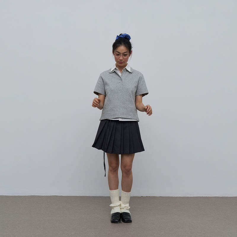 Rebornique 2025夏季灰色系百搭针织polo衫上衣短袖T恤女,女装/女士精品,POLO衫,淘宝优惠券,粉丝福利购,淘宝优惠卷