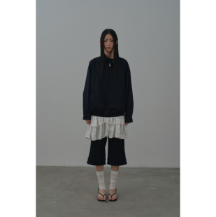 Rebornique 韩系假两件可拆卸屁帘裙摆拼接外套 叠穿书呆子夹克女