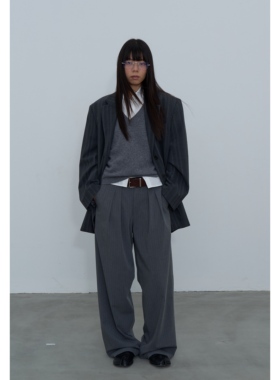 Rebornique 清新条纹休闲裤精仿直筒裤高级感简约西装裤女