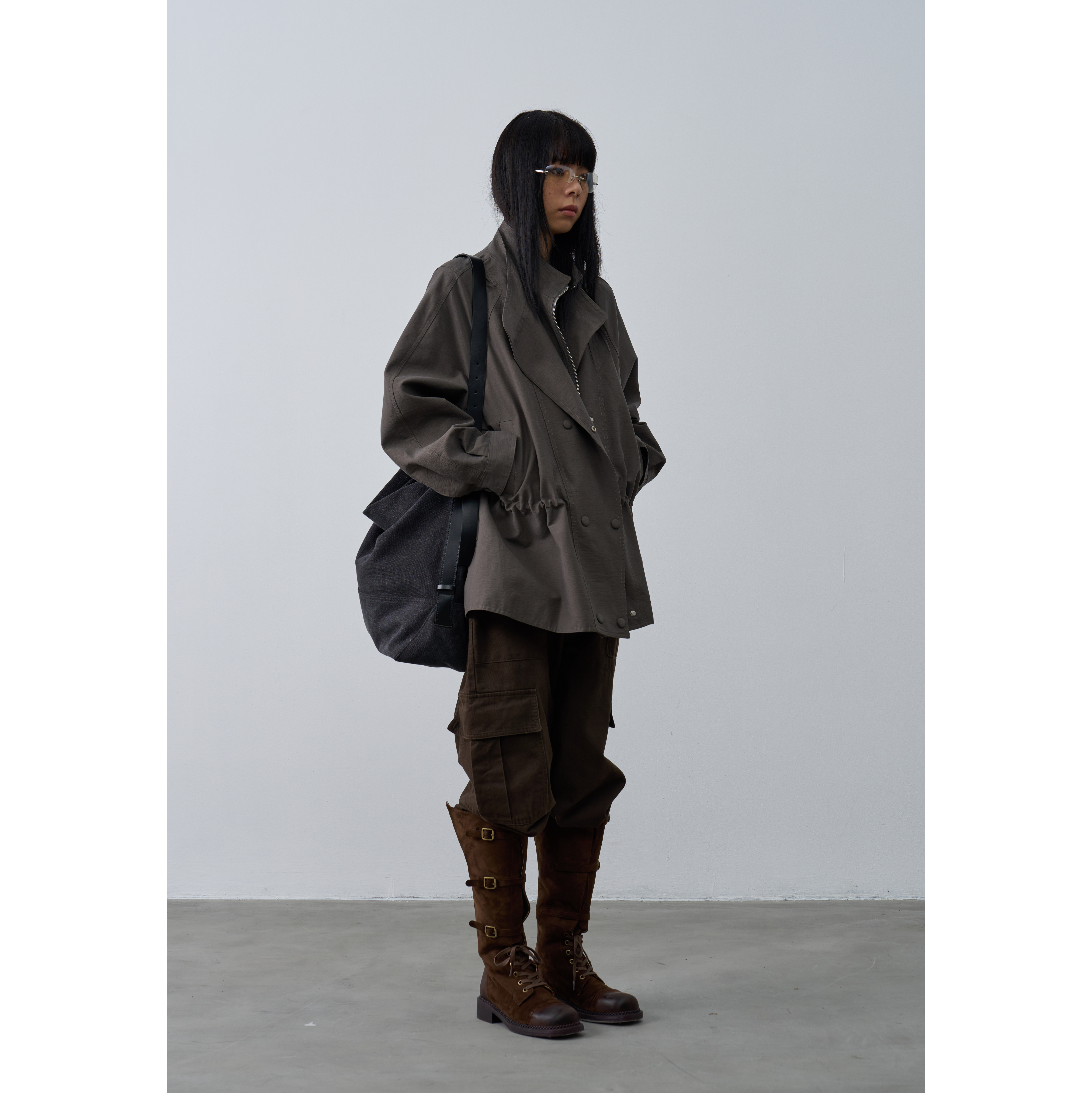 Rebornique 韩系双领设计抽绳收腰插肩袖风衣 假两件截短夹克外套,女装/女士精品,风衣,淘宝优惠券,粉丝福利购,淘宝优惠卷