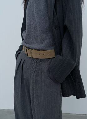 Rebornique 韩系简约百搭轻奢感麂皮皮带磨砂反绒牛皮腰带女