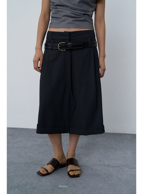 Rebornique 2025新款高级感小众设计黑色铆钉腰带潮流皮带