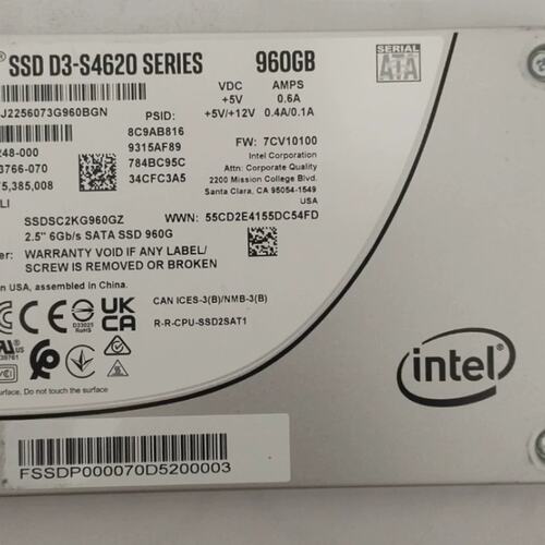 S4620 960G SATA SSDSC2KG960GZ 服务器固态SSD提供测报2.5议价