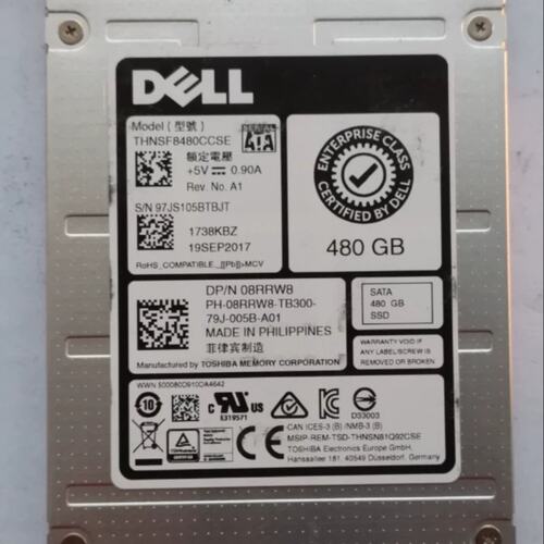 480G SATA 08RRW8 THNSF8480CCSE 服务器固态SSD 提供测报议价