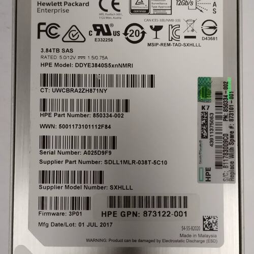 3.84T 12G SAS 850334 DDYE3840S5XNNMRI 服务器SSD 520 2.5议价
