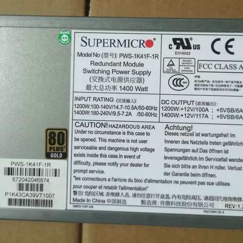 PWS-1K41F-1R 1400W冗余电源 NF8560M2电源748TQ/818TQ/ 电源议价