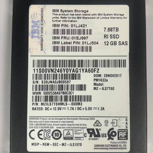 7.68T 12G SAS 01EJ997 01LJ504 MZILS7T6HMLS-000M3 PM1633A议价