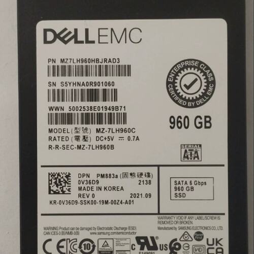 960G 0V36D9 MZ7LH960HBJRAD3 服务器 SSD 2.5 PM883A 6G议价