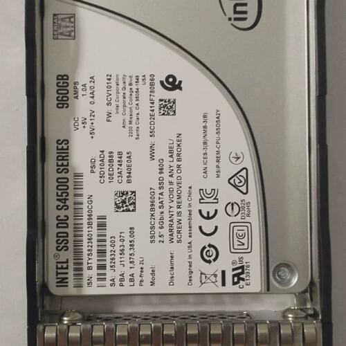 浪潮 960G SATA V0230XU0 SSDSC2KB960G7 服务器SSD S4500 6G议价