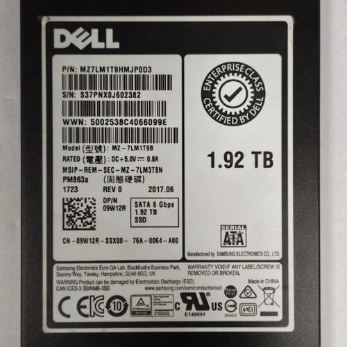 1.92T 6G 09W12R MZ7LM1T9HMJP0D3 PM863A 服务器 2.5 SATA议价